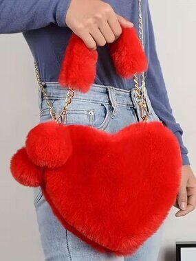 RED PLUSH HEART BAG